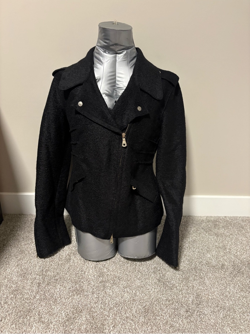 Guess Black Women's Asymmetrical Zip Jacket